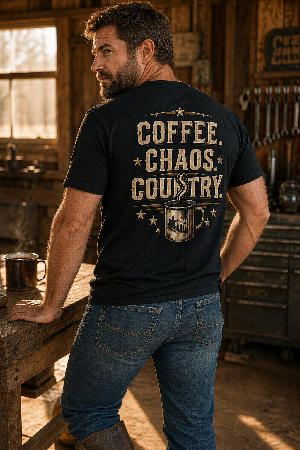 Coffee, Chaos, Country Tee Shirt